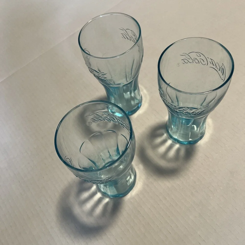 Vintage McDonalds Coca-Cola Tumblers SET 3 Light Blue 6